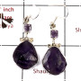Amethyst Rough & Cut O - SPE812-Solid 925 Silver Plain Setting Rough Gemstone Earrings Handmade Design