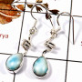 Larimar Cab E - SBP956-Solid 925 Sterling Silver Spring Design Earrings Cab Gemstone Handmade Collection