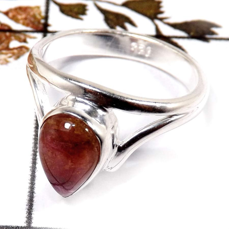 Tourmaline Cab C - RBS854-Solid 925 Sterling Silver Cab Gemstone Light Weight Tinny Ring
