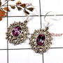 Pink Topaz Cut N - SDE701-Party Wear Cab Gemstone Designer Earrings 925 Sterling Silver