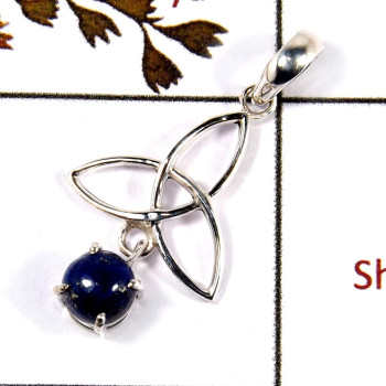 Lapis Lazuli Cab A - SD569-Solid 925 Sterling Silver Trinity Design Earrings With Cab Gemstone Lapis Lazuli Cab A - SD569-Solid 925 Sterling Silver Trinity Design Earrings With Cab Gemstone