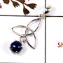 Lapis Lazuli Cab A - SD569-Solid 925 Sterling Silver Trinity Design Earrings With Cab Gemstone