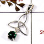 Malachite Cab B - SD569-Solid 925 Sterling Silver Trinity Design Earrings With Cab Gemstone
