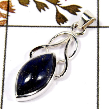 Lapis Lazuli Cab A - SD566-Part Wear Cut Gemstone Designer Pendant 925 Sterling Silver