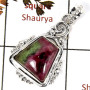 Ruby Zoisite Cab G - SD563-Semiprecious Gemstone Designer Pendant Solid 925 Sterling Silver