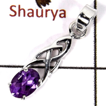 Amethyst Cut O - SSP812-925 Silver Celtic Design Light Weight Pendant Amazing Cut Gemstone