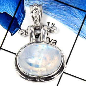 Rainbow Moonstone Cab C - SD546-Solid 925 Sterling Silver Designer Pendant With Cab Gemstone