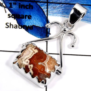 Crazy Lace Agate Cab E - SSP805-Semiprecious Gemstone Designer Pendant 925 Sterling Silver