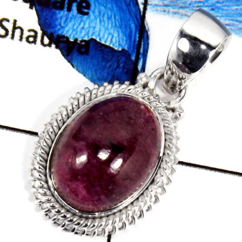 Rhodonite Cab H - SSP791-Handmade Design Cab & Cut Gemstone Pendant 925 Sterling Silver