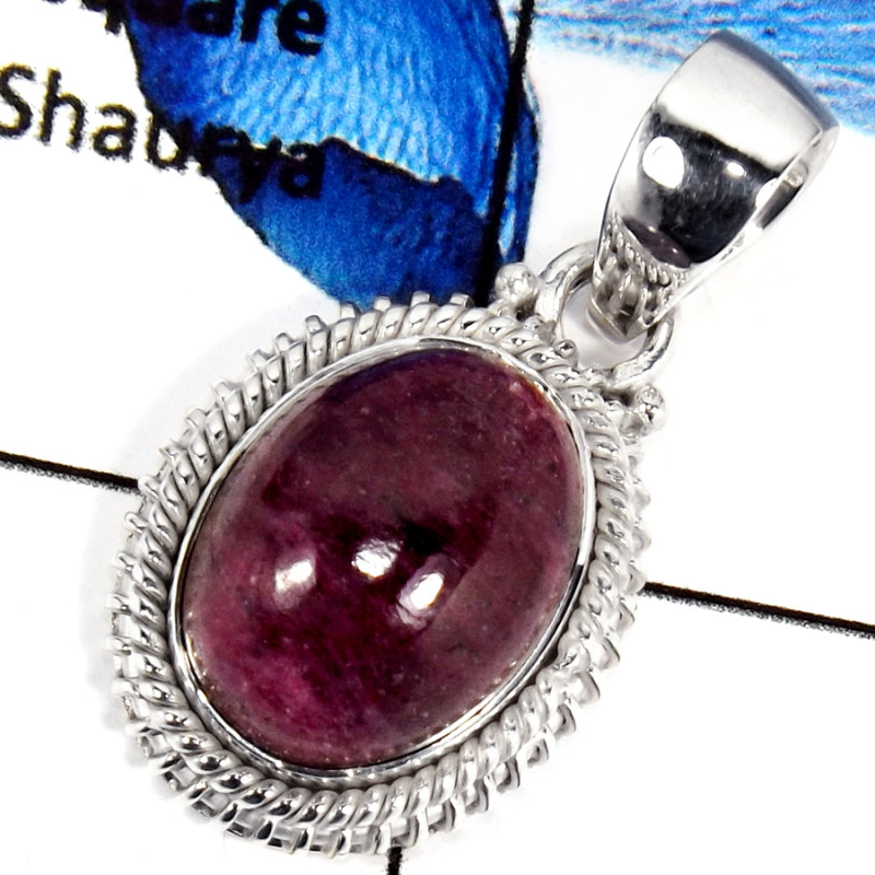Rhodonite Cab H - SSP791-Handmade Design Cab & Cut Gemstone Pendant 925 Sterling Silver