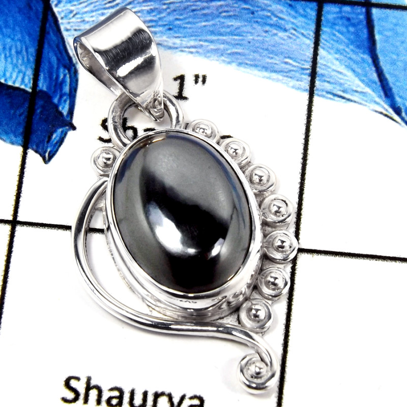 Hematite Cab B - SSP784-Handmade Design Cab Gemstone Wholesale Pendant 925 Sterling Silver