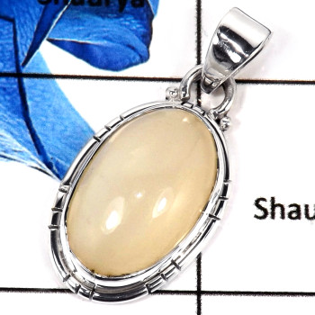 Moonstone Cab F - SSP779-Amazing Oval Shape Semiprecious Stone 925 Sterling Silver Pendant
