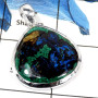 Malachite In Azurite Cab C - ISP637-Glorious Malachite In Azurite Cab Gemstone Pendant 925 Sterling Silver Plain Setting