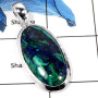 Malachite In Azurite Cab F - ISP637-Glorious Malachite In Azurite Cab Gemstone Pendant 925 Sterling Silver Plain Setting