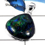 Malachite In Azurite Cab D - ISP635-Awesome Malachite In Azurite Stone Plain Setting Pendant 925 Sterling Silver