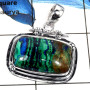 Malachite In Azurite Cab O - ISP635-Awesome Malachite In Azurite Stone Plain Setting Pendant 925 Sterling Silver