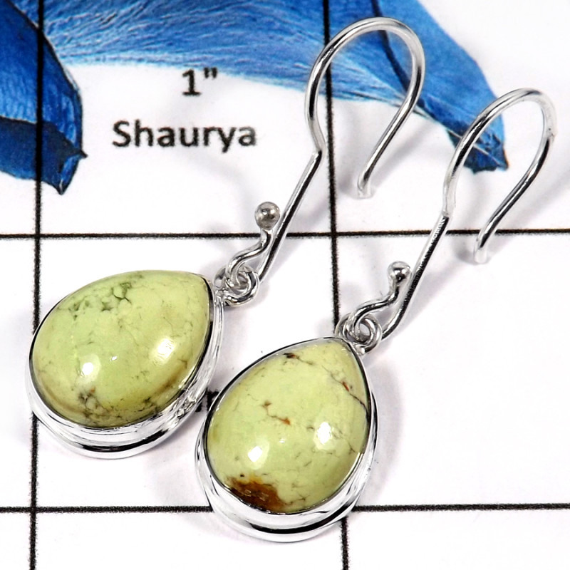 Lemon Chrysoprase Cab B - SPE803-Exclusive Lemon Chrysoprase Gemstone Earrings 925 Sterling Silver Plain Setting