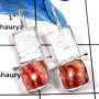 Rhodochrosite Cab A - SPE798-Solid 925 Sterling Silver Rhodochrosite Gemstone Plain Setting Earrings