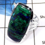 Malachite In Azurite Cab H - PSR755-Gorgeous Malachite In Azurite Chunky Ring 925 Sterling Silver Plain