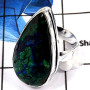 Malachite In Azurite Cab H - PSR751-Classic Malachite In Azurite Large Ring 925 Sterling Silver Plain Setting