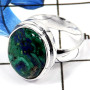 Malachite In Azurite Cab O - PSR751-Classic Malachite In Azurite Large Ring 925 Sterling Silver Plain Setting