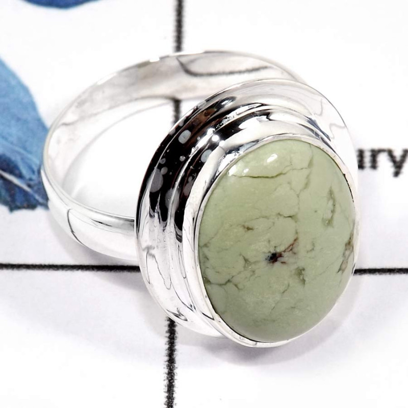 Lemon Chrysoprase Cab A - PSR748-Party Wear Lemon Chrysoprase Gemstone Solitaire Ring 925 Sterling Silver