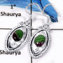 Ruby Zoisite Cab E - SDE669-Newly Handmade Solid 925 Silver Designer Earrings With Semiprecious Gemstone