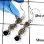 Black Rutile & Black Onyx Cab A - SPE785-Indian Factory Made Solid 925 Silver Plain Cab & Cut Gemstone Earrings