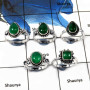 5 Pcs Green Onyx Cab A - SVP809-Newly Handmade 5 Pcs Wholesale Lots 925 Silver Rings With Cab Gemstone