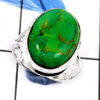 Green Copper Turquoise Cab C - SCR795-925 Sterling Silver Gorgeous Cab Gemstone Casting Design Ring