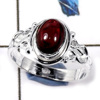 Garnet Cab G - CMJ839-Amazing Cabochon Gems 925 Sterling Silver Light Weight Ring