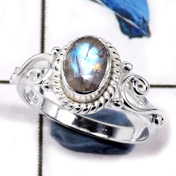 Rainbow Moonstone Cut F - CMJ834-Party Wear Cut Gemstone Solid 925 Sterling Silver Wholesale Ring