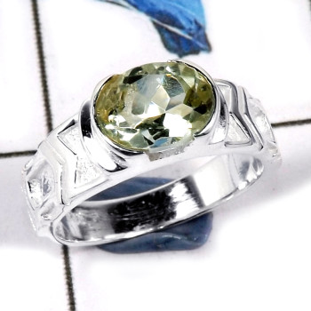 Green Amethyst Cut I - CMJ834-Party Wear Cut Gemstone Solid 925 Sterling Silver Wholesale Ring