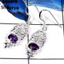 Amethyst Cut E - CES943-Gorgeous Pretty Look Cut Gemstone Casting Earrings 925 Sterling Silver