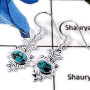 Blue Copper Turquoise Cab F - CES940-Natural Cab & Cut Gemstone Casting Earrings 925 Sterling Silver