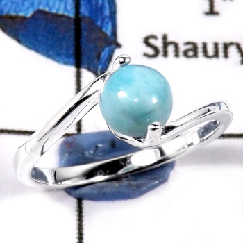Larimar Cab C - CMJ830-Stunning Party Look 925 Sterling Silver Ring With Cab Gemstone