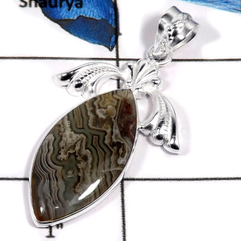Crazy Lace Agate Cab D - BPS901-Natural Crazy Lace Agate Gemstone 925 Sterling Silver Bezel Pendant