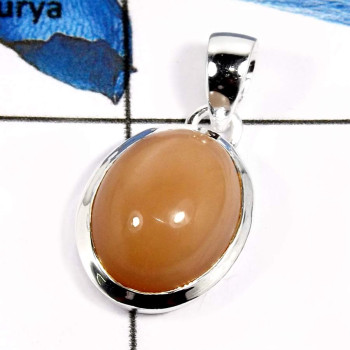 Peach Moonstone Cab E - CMJ821-Semiprecious Cabochon Gemstone 925 Sterling Silver Pendant Peach Moonstone Cab E - CMJ821-Semiprecious Cabochon Gemstone 925 Sterling Silver Pendant