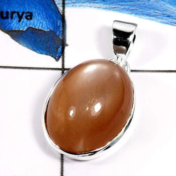 Peach Moonstone Cab F - CMJ821-Semiprecious Cabochon Gemstone 925 Sterling Silver Pendant Peach Moonstone Cab F - CMJ821-Semiprecious Cabochon Gemstone 925 Sterling Silver Pendant