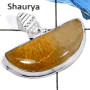 Golden Rutile Cab O - CMJ807-Solid 925 Sterling Silver Stunning Look Cabochon Gemstone Pendant