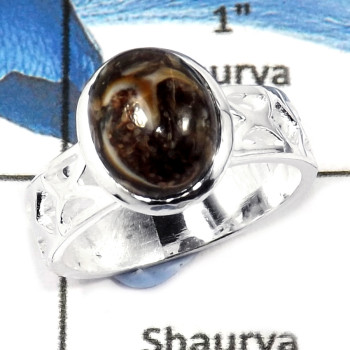 Turtella Jasper Cab D - CMJ803-Party Wear Semiprecious Gemstone Solid 925 Sterling Silver Ring