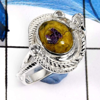 Mohave Stichite C - SCR788-Cabochon Natural Gemstones Designer Casting Wholesale Rings 925 Sterling Silver