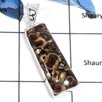 Turtella Jasper Cab A - CMJ796-Semiprecious Cab Gemstone 925 Sterling Silver Wholesale Pendant