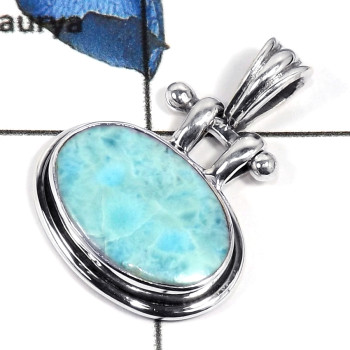 Larimar Cab G - CMJ794-Indian Company Made Cab Gemstone 925 Sterling Silver Pendant