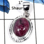 Ruby Zoisite Cab C - CMJ789-Indian Factory Made Semiprecious Gemstone Pendant 925 Sterling Silver