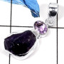 Amethyst Rough & Cut D - CMJ779-Solid 925 Sterling Silver Party Look Cab Gemstone Pendant