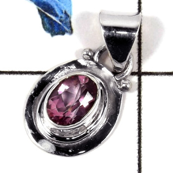 Pink Topaz Cut E - CMJ778-Natural Semiprecious Cut Gemstone 925 Sterling Silver Pendant