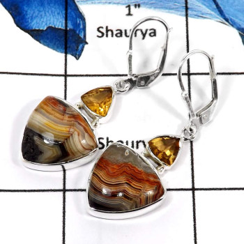 Red Crazy Lace Agate Cab & Citrine Cut A - SDE643-Natural Crazy Lace Agate & Citrine Stone Pretty Women Earrings 925 Sterling Si Red Crazy Lace Agate Cab & Citrine Cut A - SDE643-Natural Crazy Lace Agate & Citrine Stone Pretty Women Earrings 925 Sterling Si