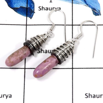 Phosphoderite A - SDE635-Gorgeous Phosphoderite Gemstone Wholesale Drops Earrings 925 Sterling Silver