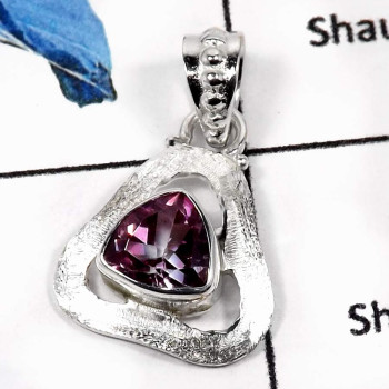 Pink Topaz Cut G - SD499-Indian Company Made Natural Gemstone Designer Pendant 925 Sterling Silver